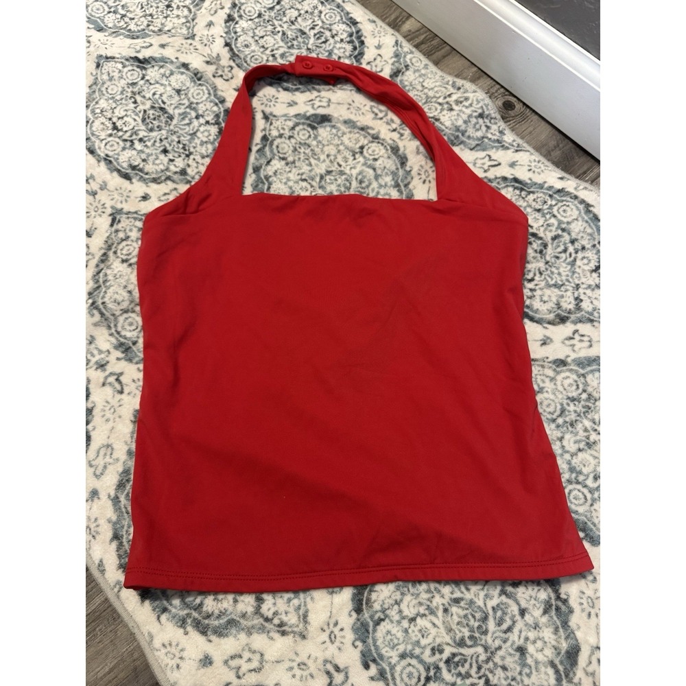 Qinsen Square Neck Halter Top Tank Top Red Large Nwt